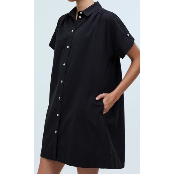 Madewell Dresses & Skirts - Madewell Collared Button Front Cotton Short Sleeve Mini Shirt Dress US Women's S